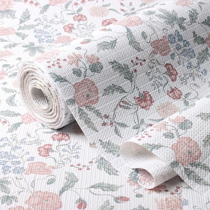 Floral Drawer and Shelf Liner for Cabinets, 12IN x 20FT Non-Adhesive and Strong by Amiitay