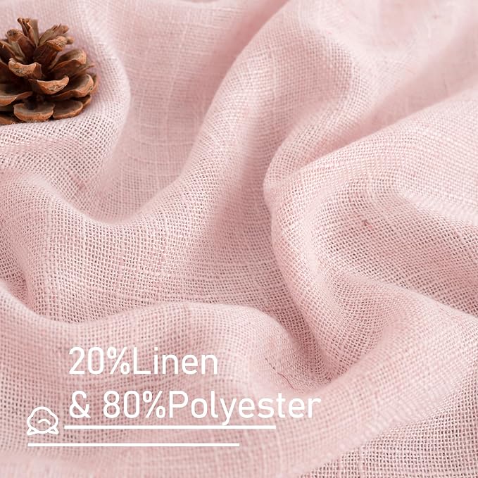 LAMIT 54 Inch Semi Sheer Window Linen Curtains, Light Filtering Panels Back Tab - Image 2