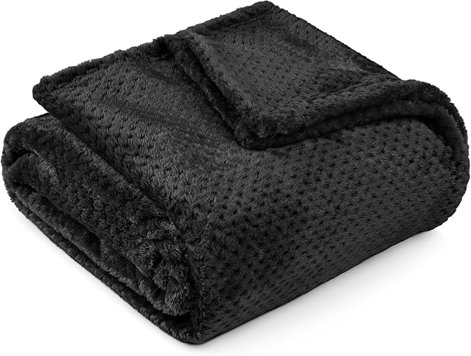 PAVILIA Black Throw Blanket for Couch Bed, Soft Fleece Throws for Sofa Chair - Image 2