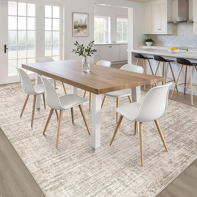 10x12 Area Rug Living Room: Washable Large Neutral Brown Rugs Abstract Soft - Image 7