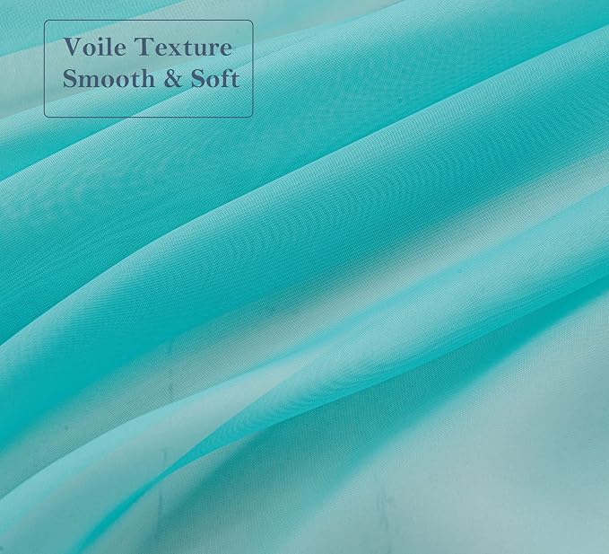 PI Teal Sheer Curtains with Grommet, Airy Voile Textured, Elegant Window Drapery - Image 3