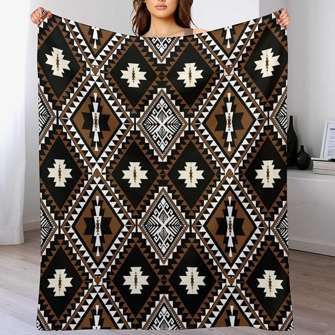 Rustic Western Throw Blanket, Southwestern Bohemian Ethnic Style Native Aztec - Image 8