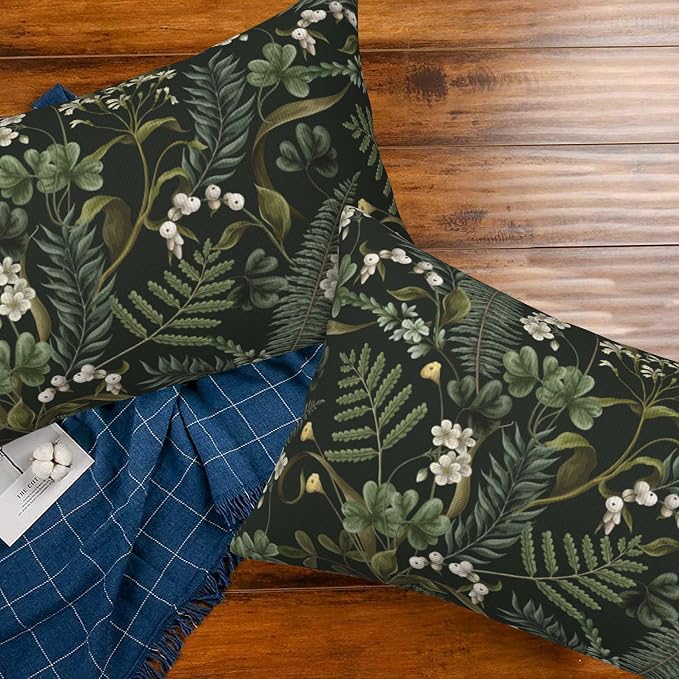 Spring Floral Throw Pillow Covers Set of 2 Green Herbs Botanical Pillow Covers - Image 7