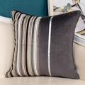 Yangest Grey Striped Patchwork Throw Pillow Cover Silver Leather Cushion Cover by Yangest