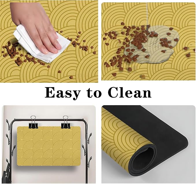 Dog Food Mat for Floors, Absorbent and Quick-Drying Pet Cat Food Mat, - Image 3