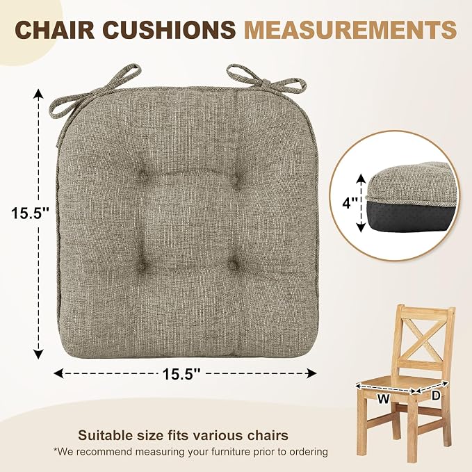 downluxe Indoor Chair Cushions for Dining Chairs, Tufted Overstuffed Textured - Image 2