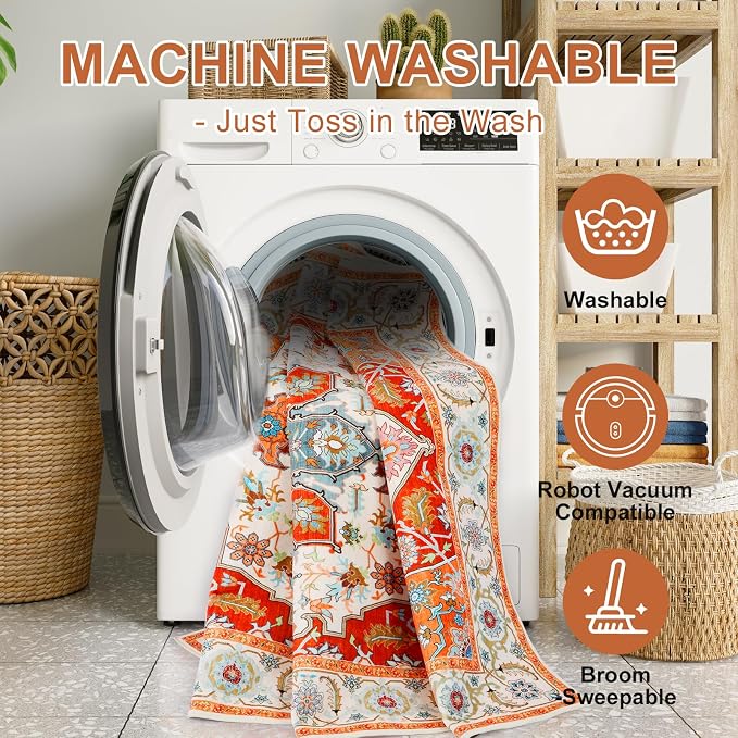WILLSUN Washable Area Rugs, 8x10 Non-Slip Boho Large Area Rugs - Image 5