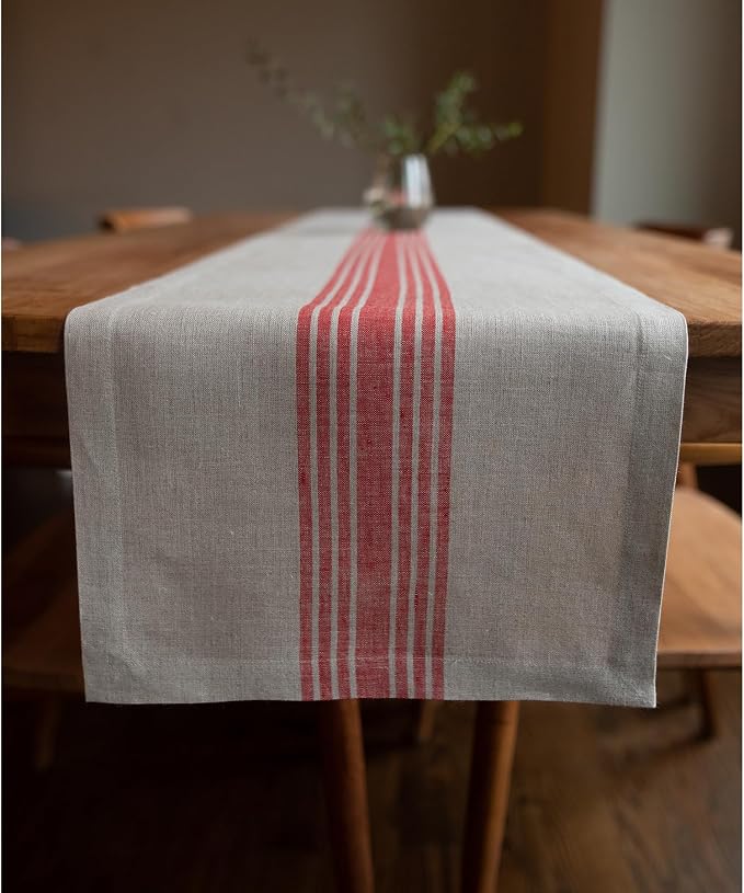 Solino Home Stripe Linen Table Runner 120 Inches Long by SolinoHome