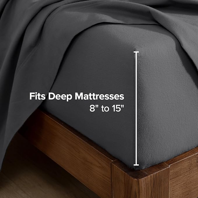Bare Home Flannel Fitted Bottom Sheet 100% Cotton Twin Extra Long, Velvety Soft - Image 3