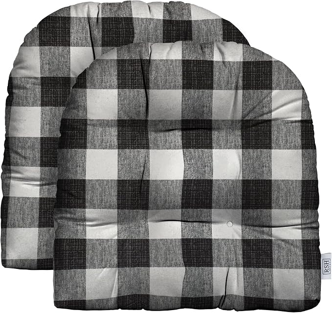 RSH DECOR: Tufted U-Shape Wicker Seat Cushions Set of 2 | 19” x 19” | by RSHDECOR