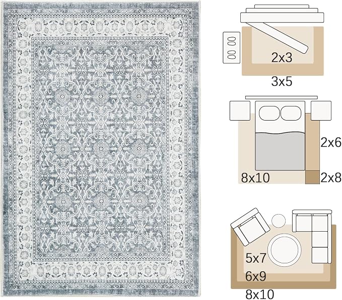 jinchan Floral 6x9 Area Rugs for Living Room - Image 2