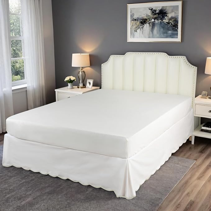 HIG Off-White Chic Twin XL Bed Skirt - Image 9