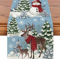 Artscope Reindeer Snowman Christmas Tree Table Runner, Xmas Winter Snowflakes by Artscope