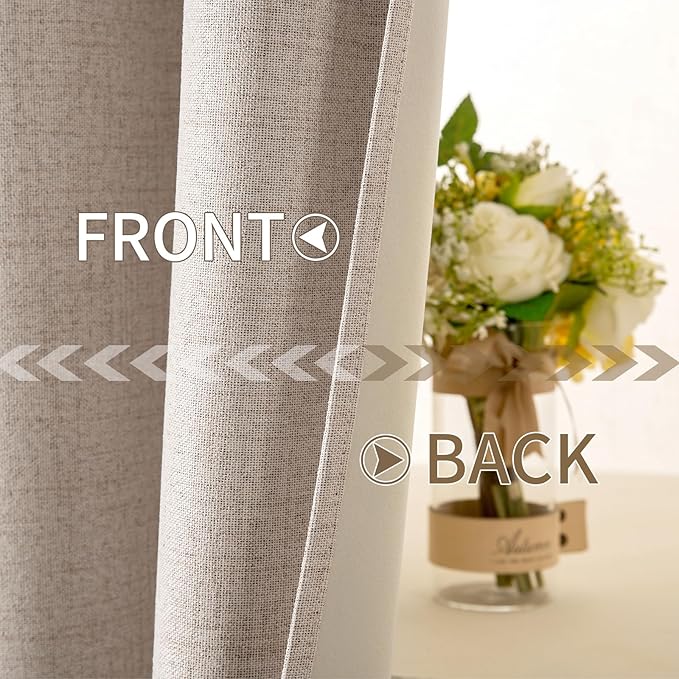MIULEE Linen Textured Curtains for Bedroom Solid 100% Blackout Thermal - Image 6