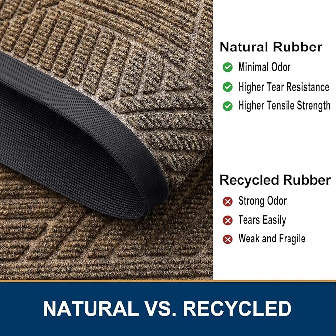 Smiry Front Door Mat Outside Entrance, Heavy Duty Sturdy Natural Rubber Doormat - Image 5