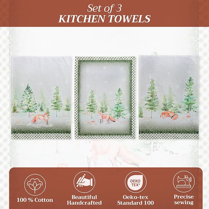 Maison d' Hermine Kitchen Towels Set of 3 100% Cotton 20" x 27.5" Reusable - Image 2