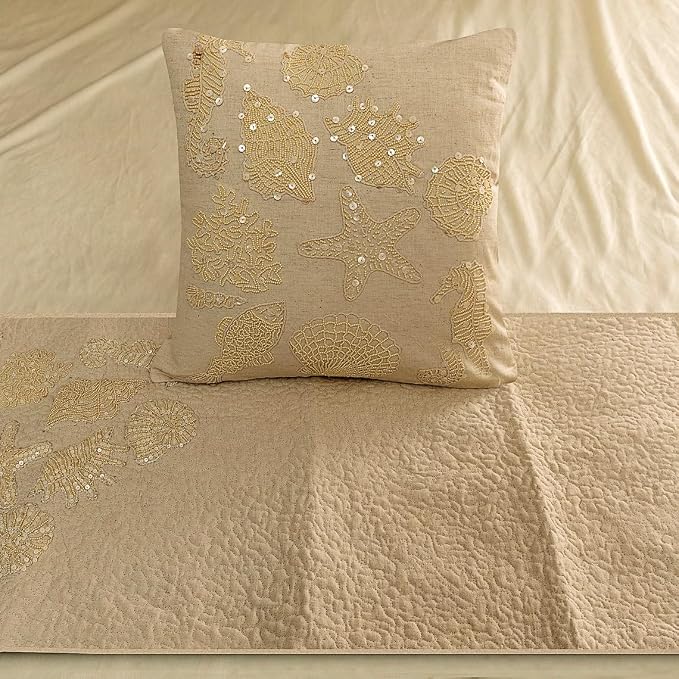 The HomeCentric King Queen Twin Beige Handmade Queen 74"x18" Bed Runner - Image 4