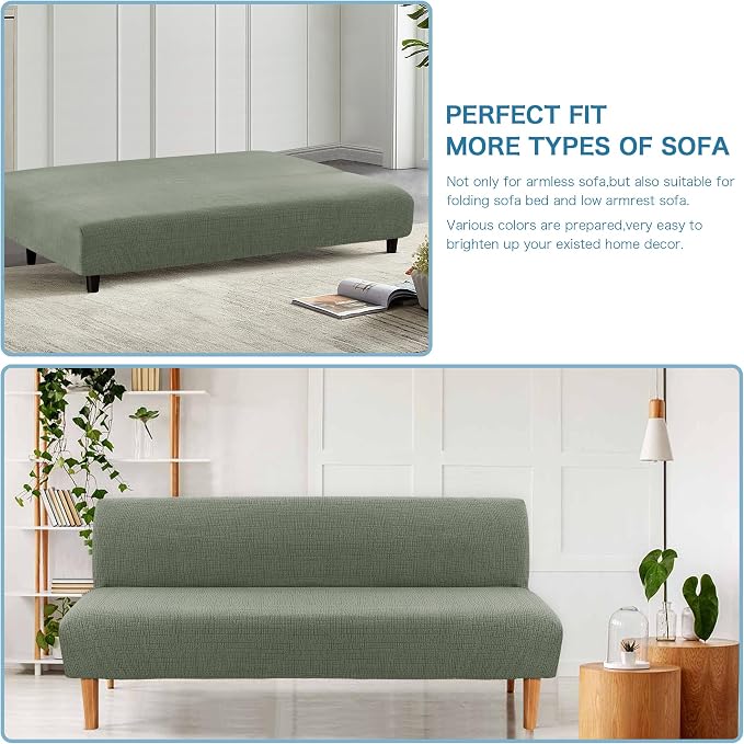 H.VERSAILTEX Water Repellent Armless Futon Cover Sofa Bed Slipcover, Full Size - Image 6