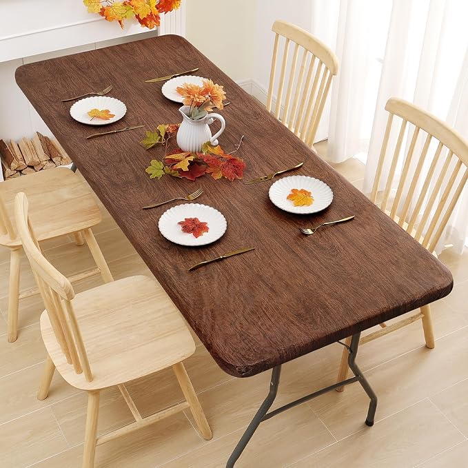 Smiry Rectangle Picnic Table Cover, Waterproof Elastic Fitted Vinyl Tablecloth - Image 8