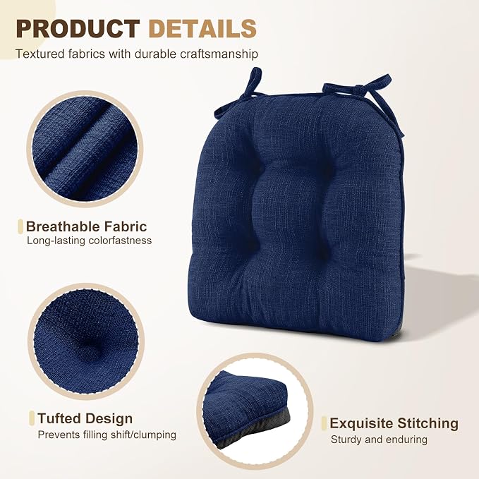 downluxe Indoor Chair Cushions for Dining Chairs, Tufted Overstuffed Textured - Image 5
