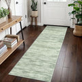 2x7 Modern Abstract Runner Rug for Hallways, Light Sage Green and Ivory Super by SiiloomRug