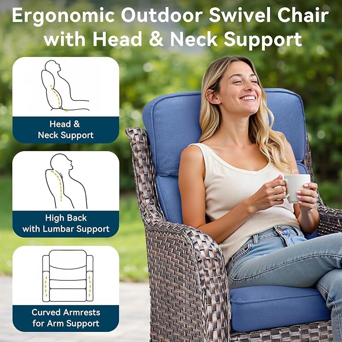 Outdoor Chair Cushions Set of 2-22 x 25 Inch Fade Resistant Patio Chair - Image 8