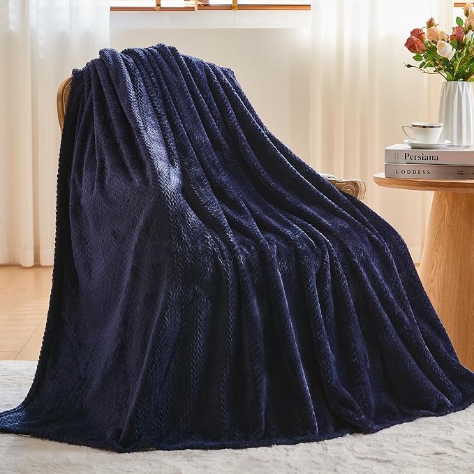 NEWCOSPLAY Super Soft Twin Blanket Dark Navy Premium Silky Flannel Fleece - Image 3