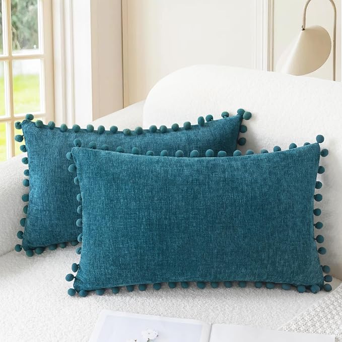 CaliTime Throw Pillow Covers Decorative 20 X 12 Inches Pack of 2 Cozy Solid by CaliTime