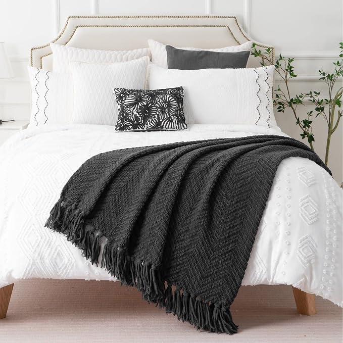 BATTILO HOME Dark Grey Throw Blanket - Image 4
