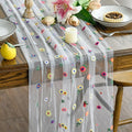 Artoid Mode Embroidery Daisy Gauze Table Runner 120 Inch 10FT, Seasonal Sheer by ArtoidMode