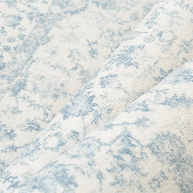 4x6 Blue Area Rug Non Slip Vintage Office Entryway Rug Distressed Machine - Image 6