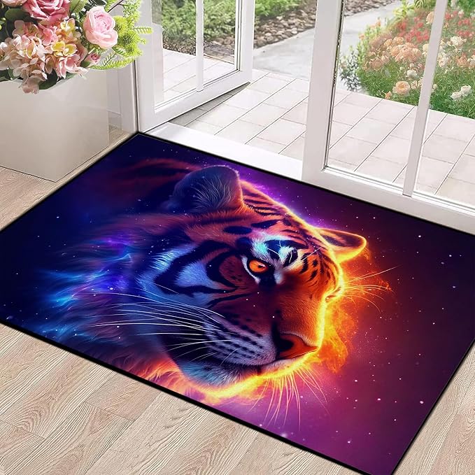 Galaxy Tiger Rug 3D Fierce Tigers Area Rugs by CERYUEE