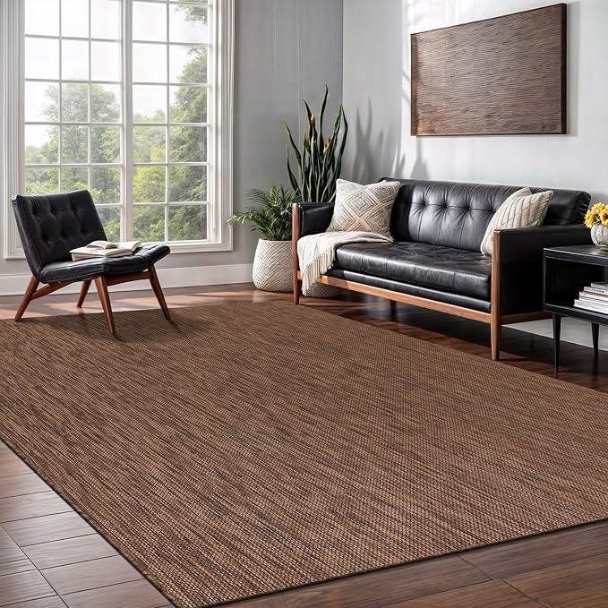 Washable Indoor Outdoor Rug 9x12 Weather Resistant Area Rugs Modern Solid - Image 3