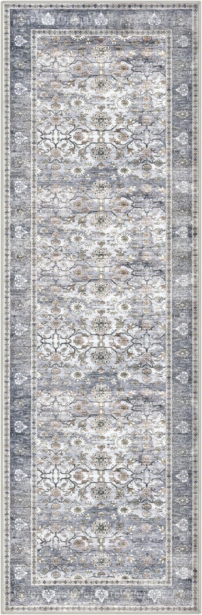 KUTA Vintage Washable Runner Rug, 2.6x8 Grey Blue Runners - Image 8