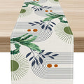 Mid Century Modern Table Runner, Abstract Green Leaves Tropical Plants Palm by Unknown