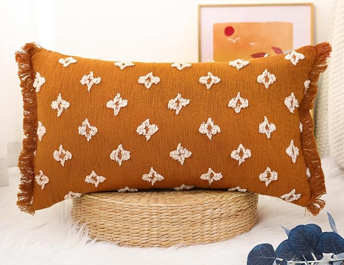 Boho Long Lumbar Pillow Cover 12x24 by DRNOU