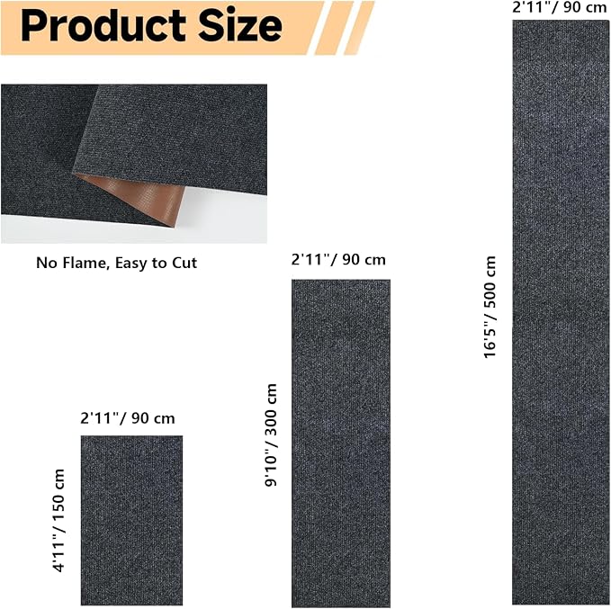 jxgzyy Runner Rugs 2'11" x 16'5", Non Slip Entrance Doormat, 0.25” Thickness - Image 2