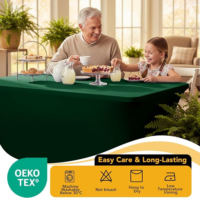 6-Pack Premium Hunter Green Spandex Tablecloths - Image 7