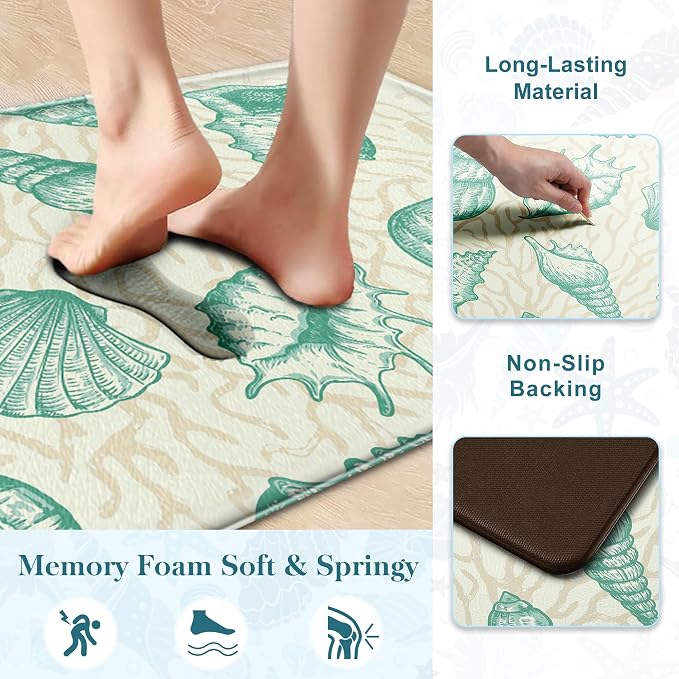 Kitchen Mats for Floor Cushioned Anti Fatigue Sets of 2 Beach Theme Kitchen - Image 5
