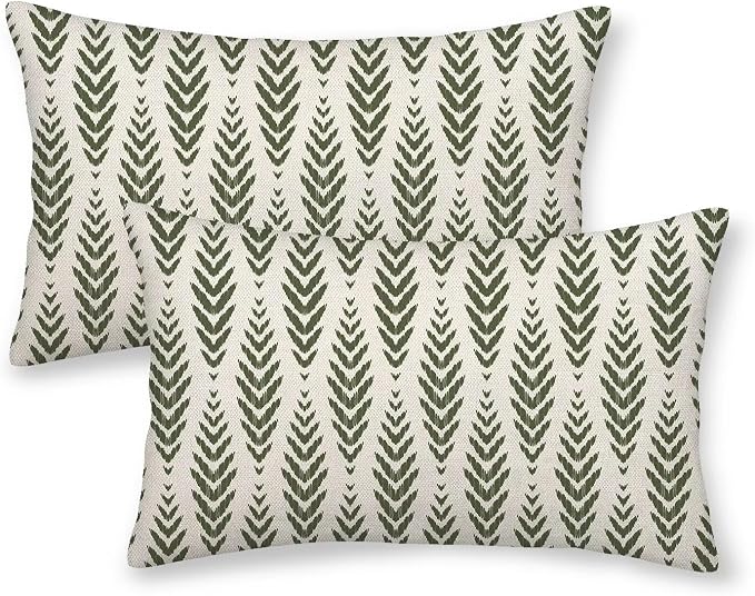 Sage Green Boho Pillow Covers 12 x 20 Inch Pack of 2, Bohemian Ethnic by BETGINY