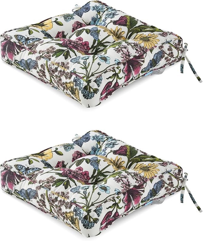 ARTPLAN Outdoor Seat Cushion, Square Thick Tufted Pure Chair Cushion by ARTPLAN