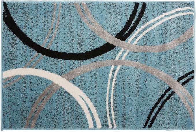 Rugshop Modern Wavy Circles Design Accent Rug, Carpet - Image 3