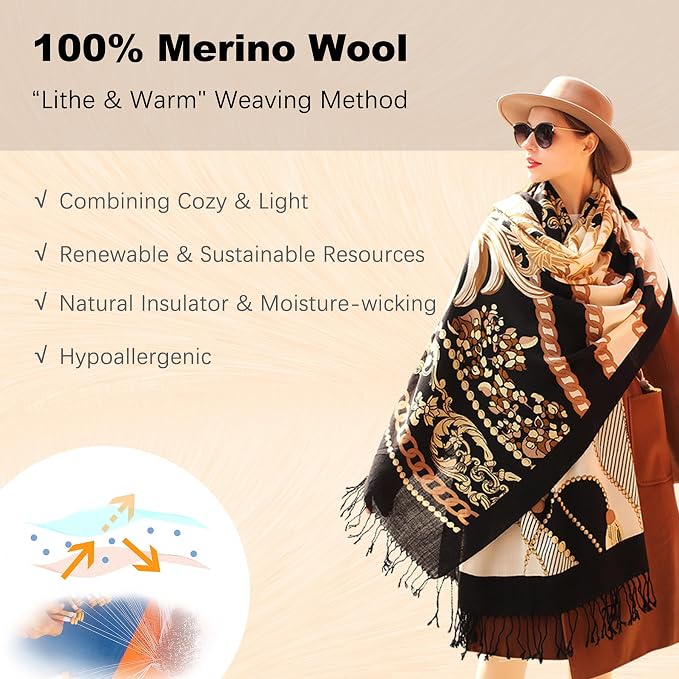 DANA XU 100% Merino Wool Pashmina Shawl - Image 4