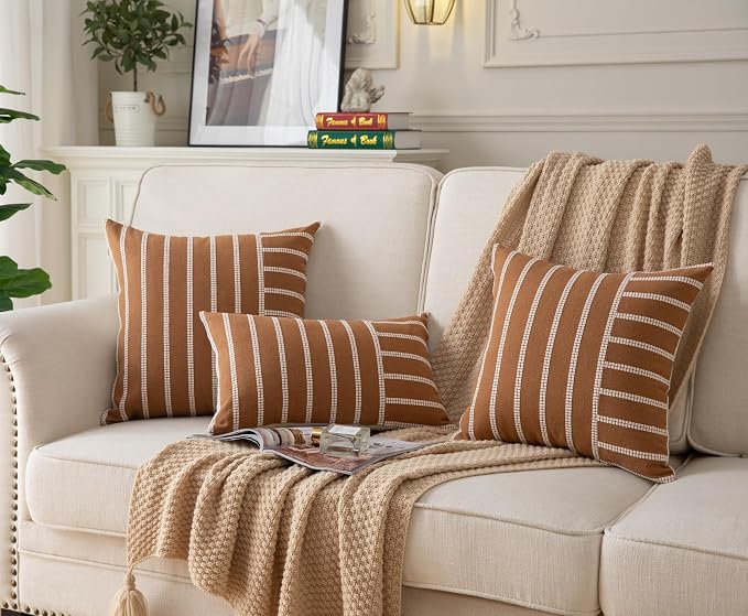 Caflife Boho Throw Pillow Covers 18x18 Set of 2 Soft Farmhouse Decorative Couch - Image 6