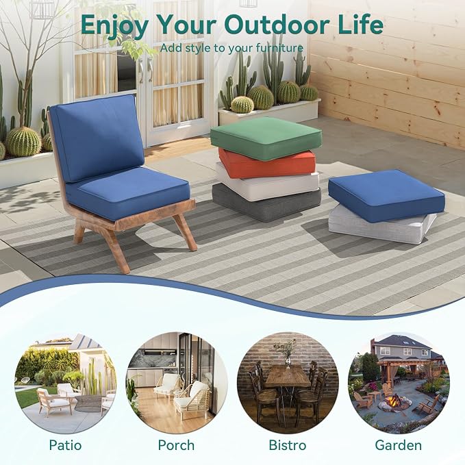 Outdoor Chair Cushions 23" x 24" x 4", Patio Deep Seat Replacement Cushions Set - Image 7