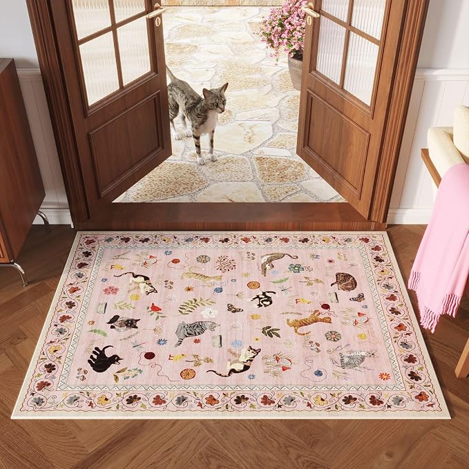 Rugcomf Door Mat Indoor Entrance 2x3 Rug Machine Washable Boho Floral Animal - Image 2