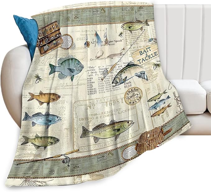 Fishing Blanket Fishing Gifts for Men Fish Throw Blanket Fishing Blanket for by citari