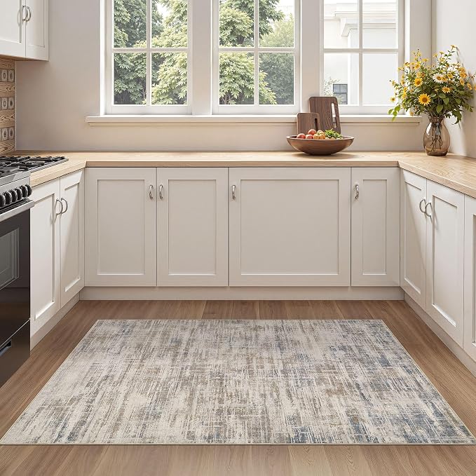 Area Rug for Living Room: 3x5 Washable Neutral Abstract Modern Soft Rugs Non - Image 5
