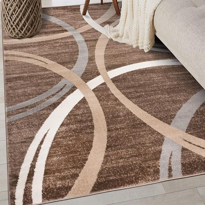 Rugshop Modern Wavy Circles Design Area Rug, Carpet - Image 8