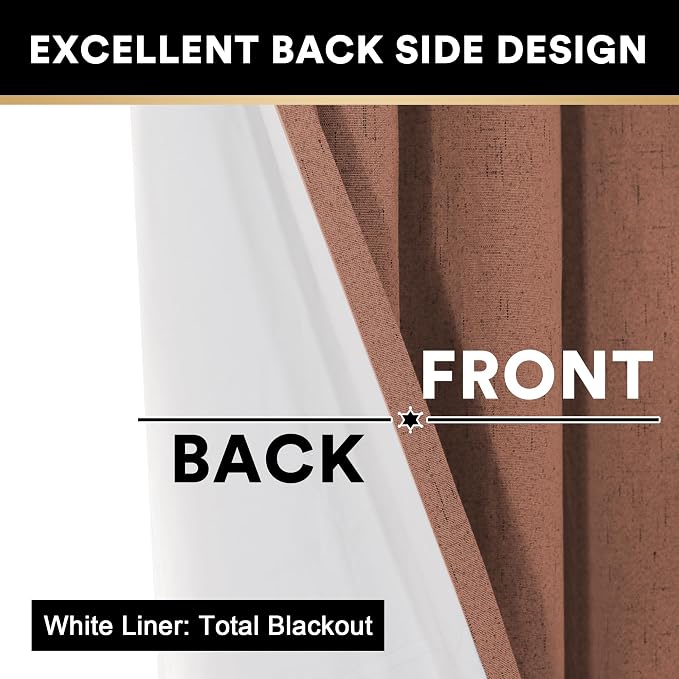 PrinceDeco Blackout Curtains for Bedroom 96 Inches Long Linen Look Curtains for - Image 5